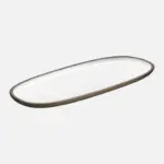 [000701203591000436] Fuente Oval Bicolor Marron Blanco 35X15 Cm.