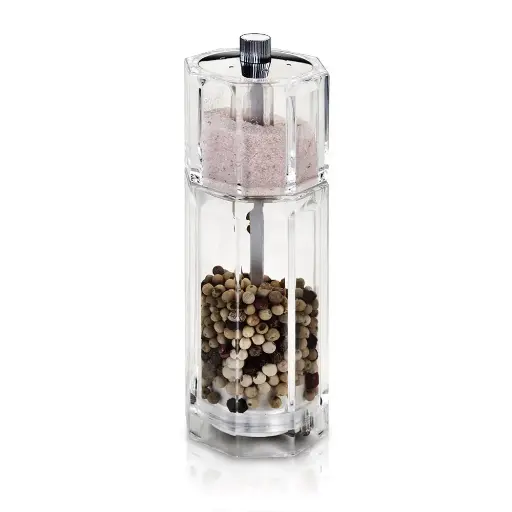 [252805000] Molinillo pimienta acrílico con salero 16 cm