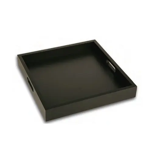 [9902] Bandeja Room Service Marron Con Asas Metalicas 40X40X5 Cm