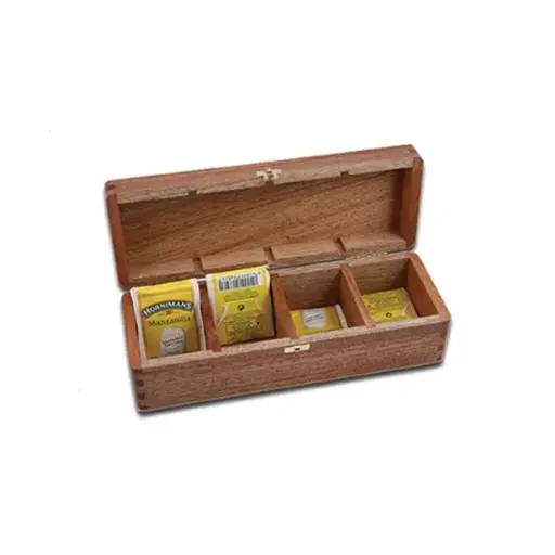 [9029] Caja Infusiones Madera 4 Comp. 24X9.5X7.5 Cm.