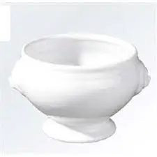 [01S0199] Sopera Cabeza De Leon Porcelana Blanca 3 L. 19,5 Cm.