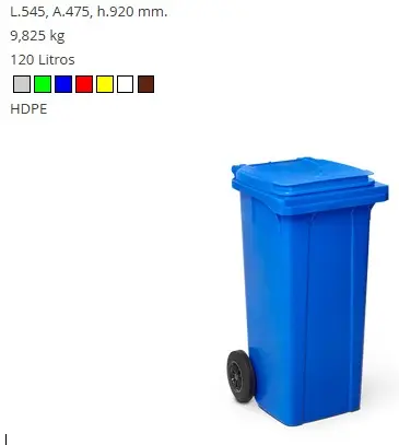 [KA12006] Cubo Basura Gris Con Ruedas 120 L.