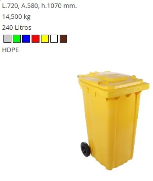 [CPKA24013] Cubo Basura Verde Con Ruedas 240 L.