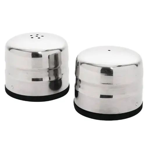 [3802] Juego salero / Pimentero Jumbo de acero inoxidable 6x6 cm
