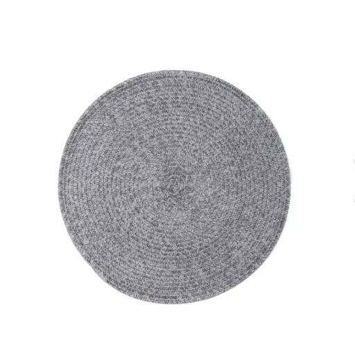 [ZZ0427 GREY] Mantel individual Melange plata redondo 38 cm
