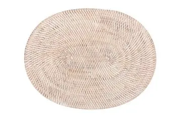 [9390WHITE] Mantel Individual Rattan Blanco Oval 40X30 Cm.