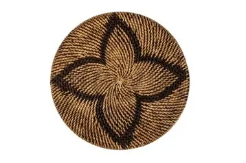 [9599BR/FLOWERS] Mantel Individual Rattan Marron Flores 36 Cm.