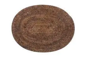 [9390BR/DARK] Mantel Individual Rattan Marron Oval 40X30 Cm.