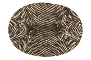 [9463BLACK] Mantel Individual Rattan Negro Oval 40X30 Cm.