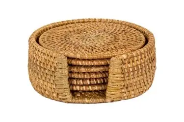 [9591NATURAL] Posavasos Rattan Natural 6 Unidades 10 Cm.