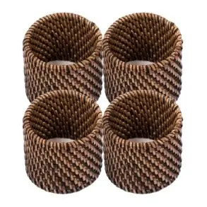 [9391BR/DARK] Servilletero Rattan Marron 4 Unidades  5X4,5 Cm.