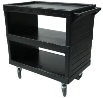 [SAA-85] Carro Servicio Especial Abierto Polietileno Negro 3 Niveles 85X52X88 Cm.