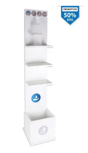 [B509000] Soporte Dosificador Gel C/Baldas Y Papeleras 32X28X140 Cm.