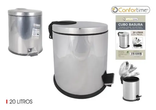 [BE01093272532] Cubo basura con pedal Comfortime de acero inoxidable 20 l