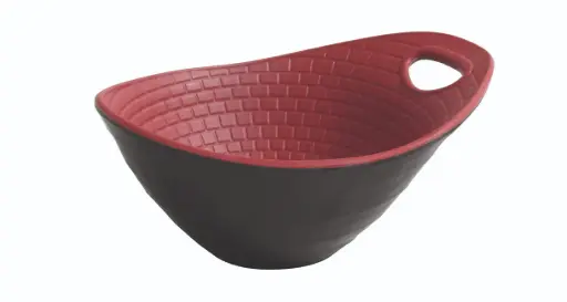 [B885219] Ensaladera Perpignan Negro/Rojo Melamina 21,5X17,5X10 Cm.