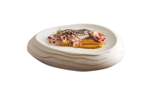 [067000400001] Fuente oval Terra blanca 26x19 cm