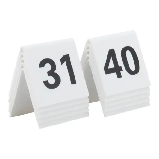 [TN-31-40-WT] Numero de mesa blanco del 31 al 40