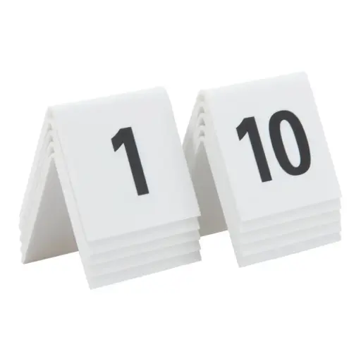 [TN-1-10-WT] Numero Mesa Blanco Del 1 Al 10