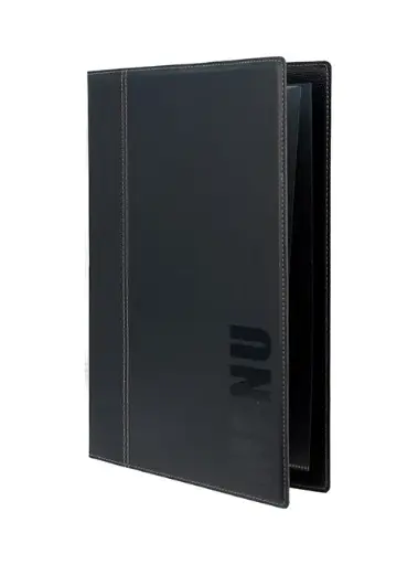 [MC-TRA4-BL] Porta menú Classic símil cuero negro A4