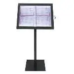 [MCS-4A4-BL-SET] Porta Menus 4 A4 Negro Con Pie y Luz