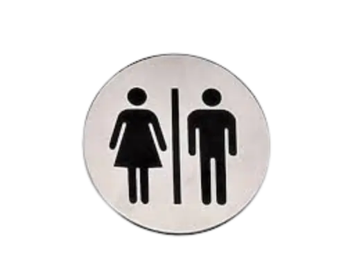 [CI-3] Cartel Baño Mixto Inox. 7.5 Cm. 