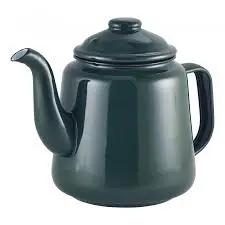 [69614GR] Tetera Enamel Blanca Filo Verde 1.5 L.