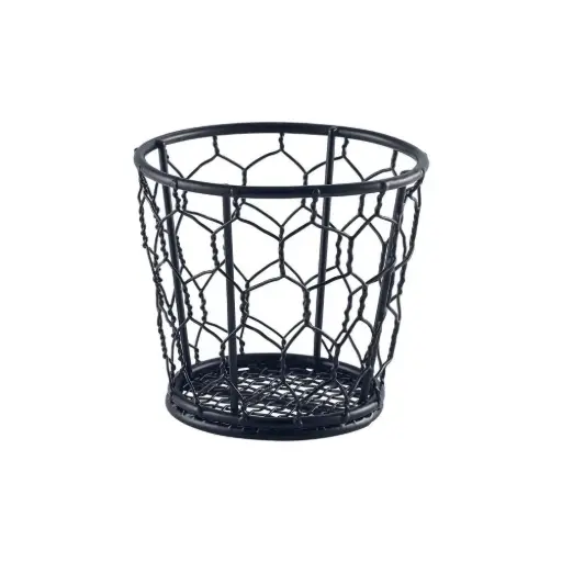 [WB10BK] Cesta Degustacion Alambre Negra 10X9 Cm.