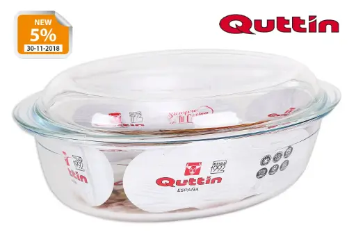 [QT-8890420] Fuente Horno Oval C/Tapa Vidrio 4,4 L.