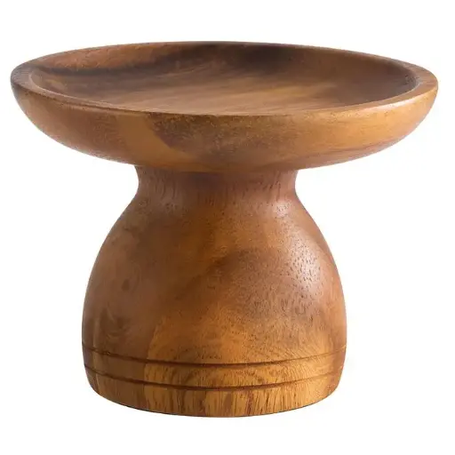 [33291] Zz26 Plato Degustacion C/Pie Acacia 13X9 Cm.