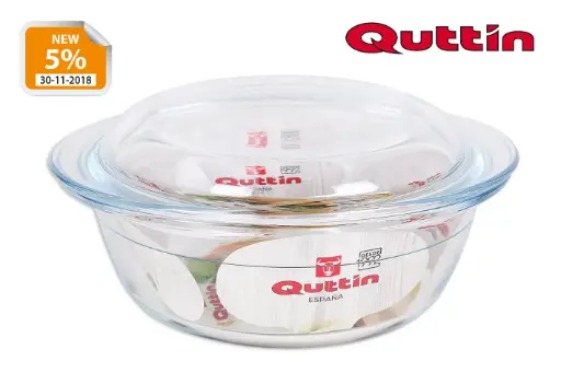 [QT-8890411] Fuente Horno Redonda C/Tapa Vidrio 2,3 L.