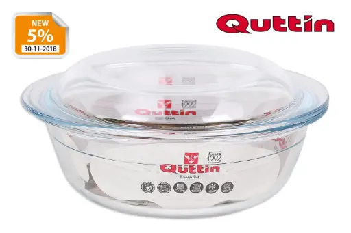 [QT-8890412] Fuente Horno Redonda C/Tapa Vidrio 3,4 L.
