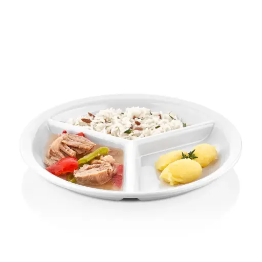 [4850] Plato 3 Compartimentos Melamina Blanco 24 Cm.