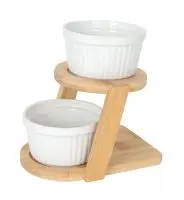 [B997053] Soporte Degustacion Madera 2 Ramequines B2037V 15X12X14,7 Cm.