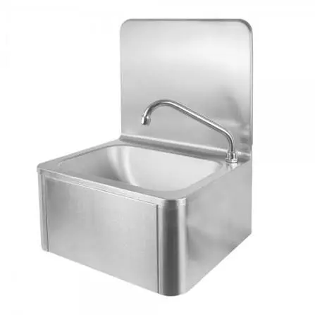 [LAVMURAL-2/S] Lavamanos mural inox. con pulsador de rodilla 400x335x200/570 mm
