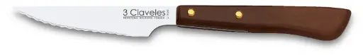 [01500] Cuchillo chuletero mango de madera 3 Claveles