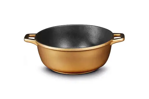 [P151024B] Cacerola Honda De Aluminio Fundido Color Bronce 24 Cm