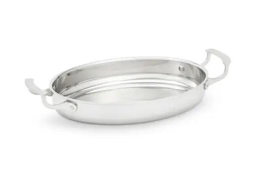 [49412] Fuente oval Miramar de acero inoxidable con asas 30,5x21,6x5,1 cm