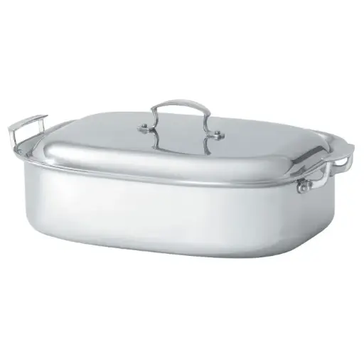 [49431] Fuente Rectangular Miramar Inox. Con Asas Y Tapa 36.3X28.2X9.7 Cm.