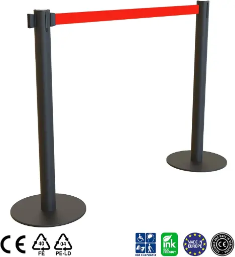 [P19117] Poste Separador Cinta Retractil Negro