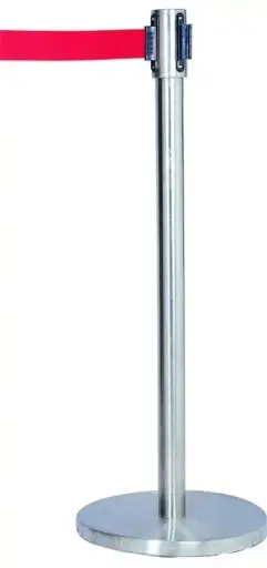 [P19114N] Poste Separador Inox. Cinta Retractil Negra