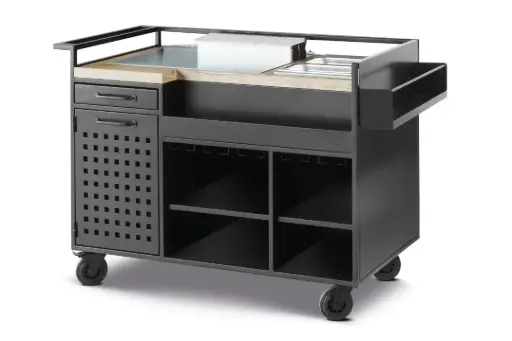 [P90910] Carro coctelería Pujadas de acero inoxidable 132,5x53x98,5 cm