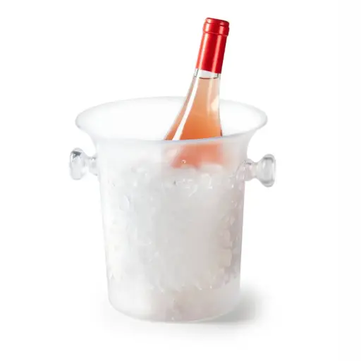 [P988400] Champanera plástica con pomos transparente 21x21,5 cm