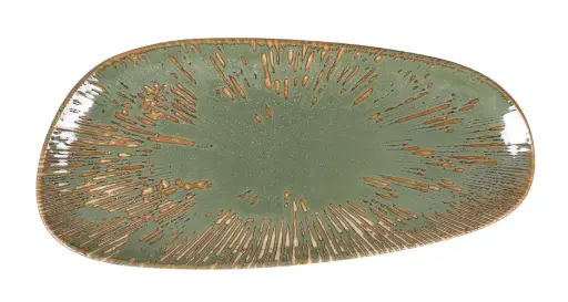 [B928266AF] Fuente Tango Barroco porcelana verde 36x17 cm