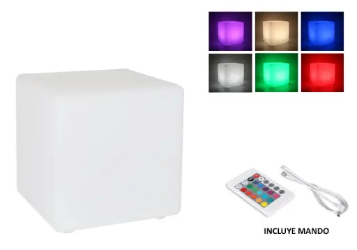[B263V006] Zz26 Lampara Led Izmir Cuadrada 20X20X21 Cm. Con Mando
