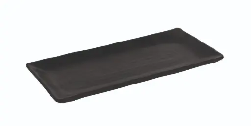 [B885357] Fuente Rectangular Troya Negra Melamina 26X11,5X2 Cm.