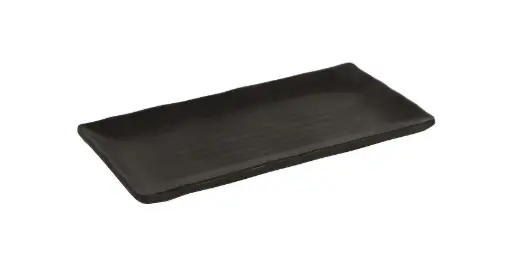 [B885358] Fuente rectangular Troya negra melamina 21,5x10x2 cm