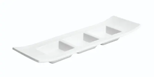 [B885132R] Fuente rectangular Crazy 3 compartimentos melamina blanca 29x9x3,3 cm
