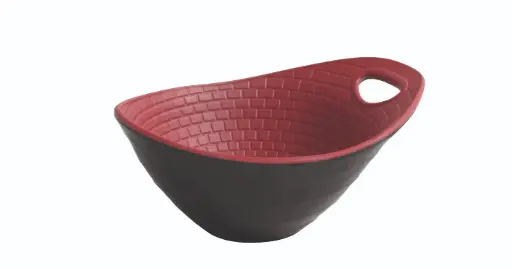 [B885221R] Bol Perpignan Negro/Rojo Melamina 15X12X7 Cm.