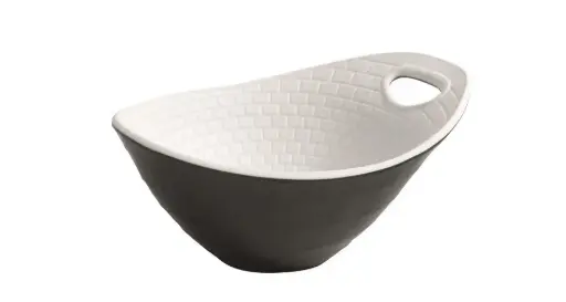[B885225R] Bol Perpignan negro-blanco melamina 17x14x8 cm