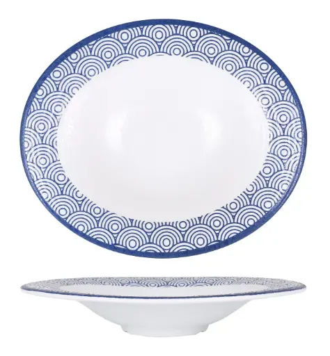 [B100V023G] Plato pasta oval melamina Tohu Hokkaido 29x24,5 cm
